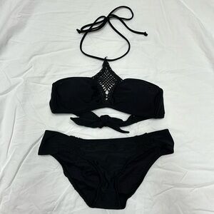 RIP CURL | Crochet Detail Halter Black Bikini